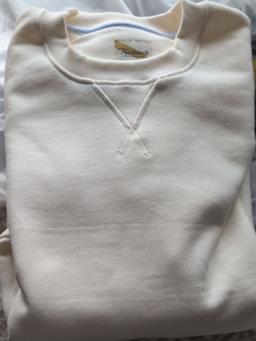 Tracksmith Cream Crewneck Sweatshirt Size Large